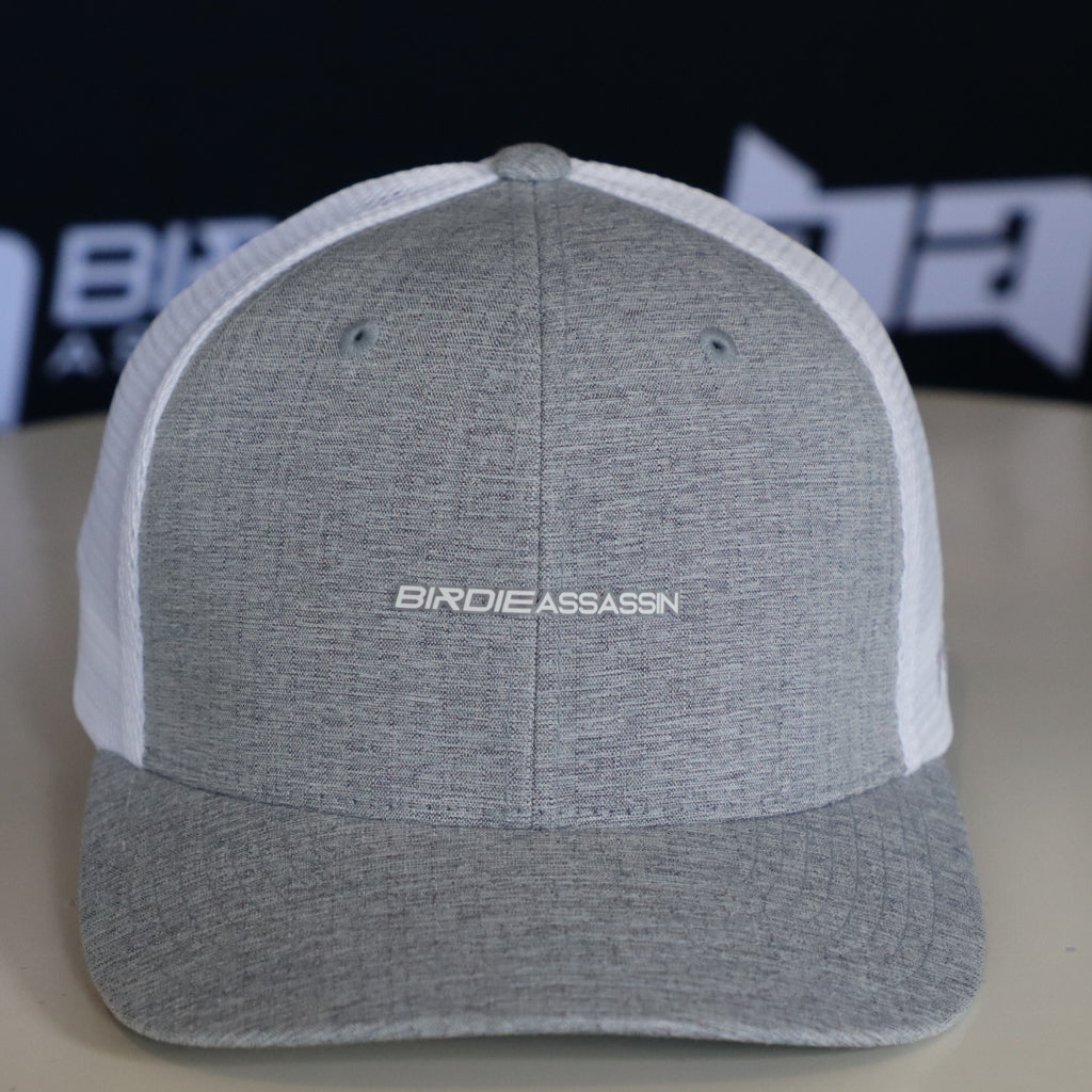 Grey-White birdie assassin Tour Golf Cap with venom logo on the front