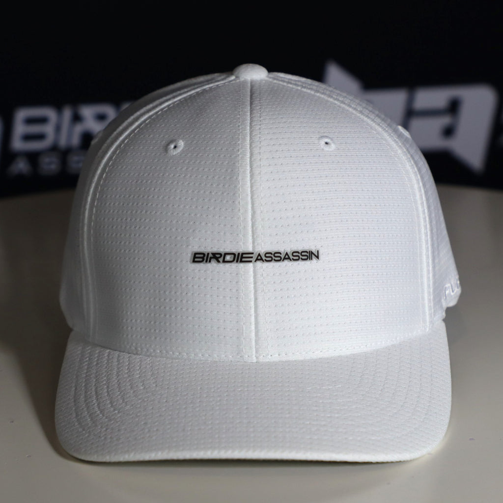 White Birdie Assassin Players golf cap with venom logo on the front